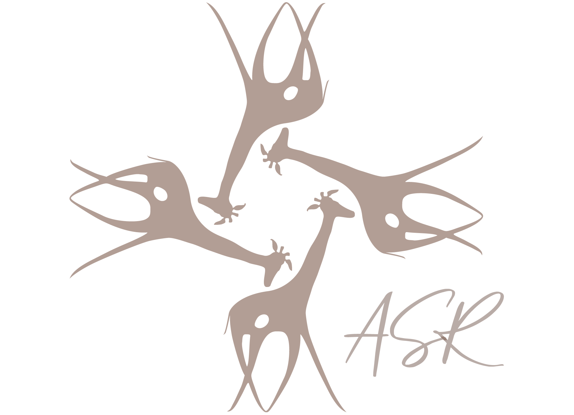 Artistically illustrated dancing giraffes signature mark